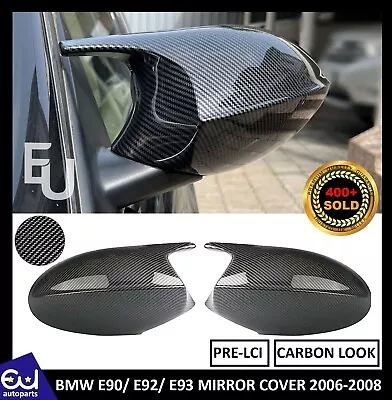 Carbon Fiber Wing Mirror Cover Caps For Bmw E90 E92 E93 E81 E87 05-07 Pre-lci • £18.99