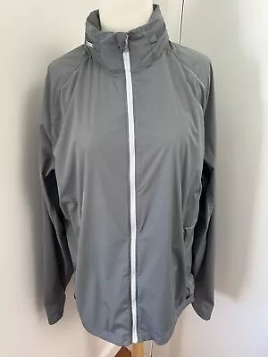 Lululemon L Mens Windbreaker Jacket Hoodie Light Gray Hidden Hood Waterproof • $129.99