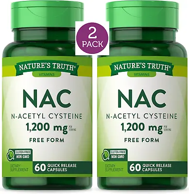 2 Pack NAC N-Acetyl Cysteine 1200mg Maximum Strength 120 (2x60) Caps Non-GMO NEW • $16.90