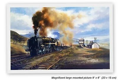 SPLENDID MOUNTED PICTURE BRUNELS IRON DUKE STEAM LOCOMOTIVE  DENT STATION 1960s • $12.45