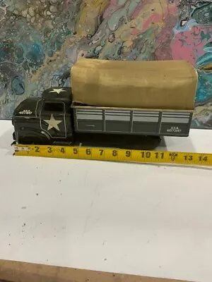 Vintage 1950s Marx Dodge 13  6 Wheel US Army Carrier Transport Truck W/ Canvas • $84.99
