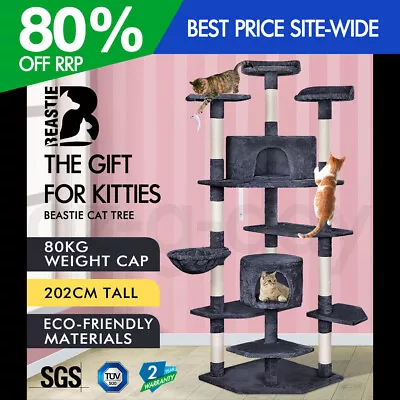 BEASTIE Cat Tree Scratching Post Scratcher Tower Condo House Furniture Wood 202 • $109.95