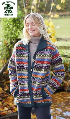 £99 • Buy Pachamama Hand Knitted 100% Wool Cardigan-  Elveden, Multicoloured - BNWT