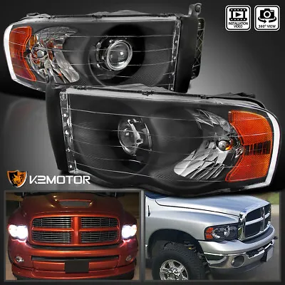 Black Fits 2002-2005 Dodge Ram 1500 03-05 Ram 2500 3500 Projector Headlights • $105.36