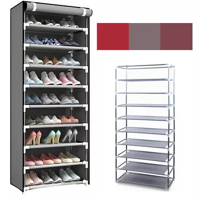 Shoe Rack 10 Layers 9 Shelf Shoes Standing Cabinet Storage Organizer Dustproof • $20.99