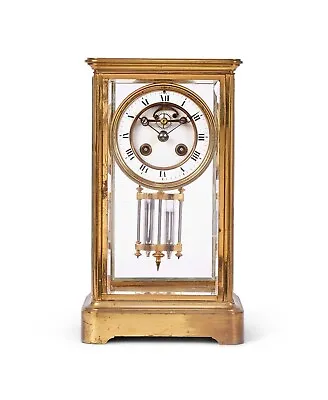 A Late 19th Century French Gilt Brass Four Glass Mantel Clock By S. Marti & Cie • $933.83