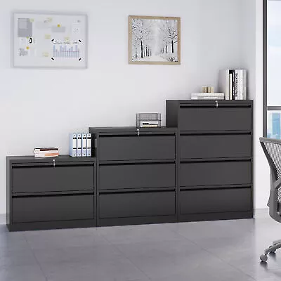 2 Drawer File Cabinet Metal Wide Lateral Lockable File Cabinet For Legal/Letter • $150.33