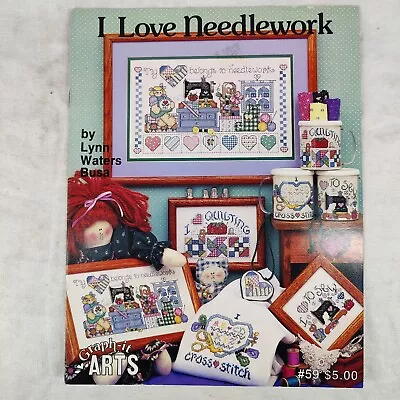 1994 Vtg  I Love Needlework  Sampler Cute Needlepoint Cross Stitch Patterns • $20.99