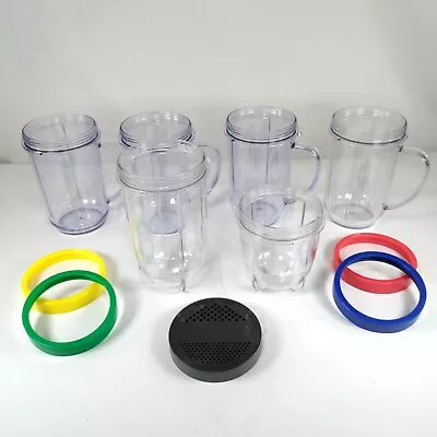 Magic Bullet Blender Replacement Cups Colored Rings Shaker Lid Lot Of 11 Pieces • $17