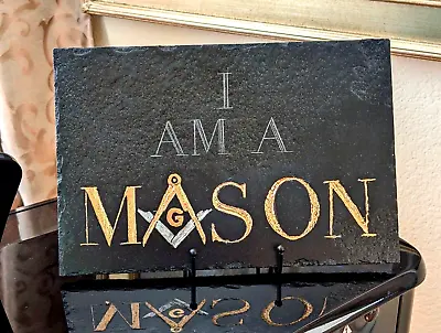 Hand Carved Freemason's Limestone Plaque  8  X 12  Gilded Gold And Silver Leaf • $95