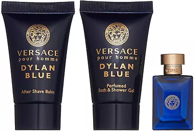 Versace Dylan Blue 3pc Mens Gift Set - 0.8oz Shower Gel & Aftershave 0.17oz EDT • $23.33