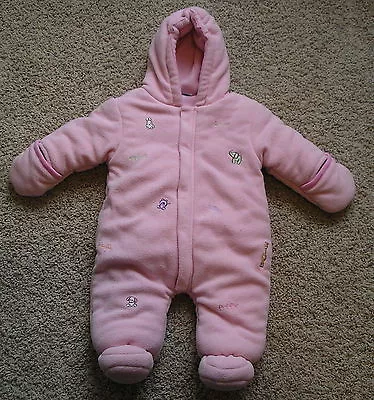 BEBE D AMOUR Hooded WINTER SNOWSUIT Outerwear 6-9 Mo Girl Baby Animals #154 • $13.99