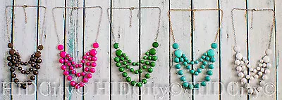 $12.99 • Buy NEW Three Layers Bubble Necklace Multi Color Crew Bib Statement Fashion US