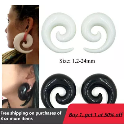 Acrylic Spiral Horn Earring Large Gauge 1.2-24mm Stretcher Ear Plug Piercing • $5.99