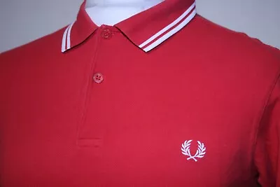 £0.99 • Buy Fred Perry M3600 Polo Shirt - M - Red/White -  Twin Tipped - Iconic Casual Top