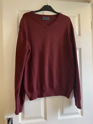 Mens Italian Soft Lambswool Sweater L Burgundy Excellent • £12
