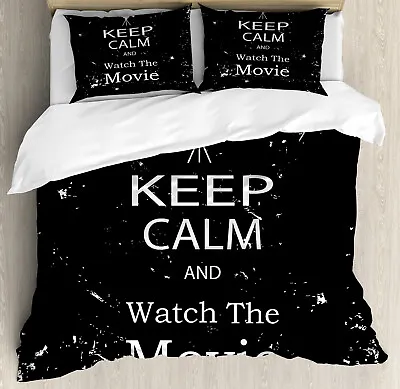 Keep Calm Duvet Cover Set With Pillow Shams Watch Movie Grunge Print • £96.43