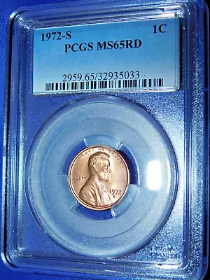 1972-S 1C RD Lincoln Memorial Cent-PCGS #2959 Grade MS65RD--207-2d • $24