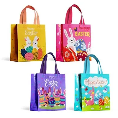 Easter Gift Bags 4 Pcs Easter Bunny Bags For Kids Easter Egg Hunt Bags With • £8.99