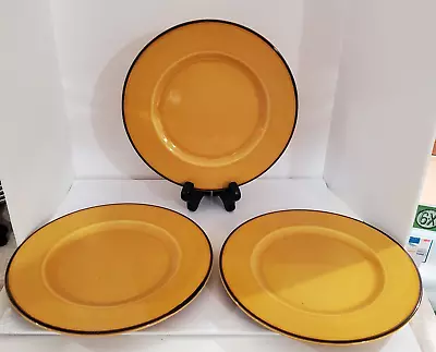 Varages Luberon Honey Yellow W/Dark Rim 8  Bread/Salad/Dessert Plates Set Of 3 • $30