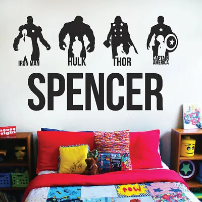 Avengers Personalised Name Children Wall Art Sticker - Marvel Iron Man Capt... • £13.99