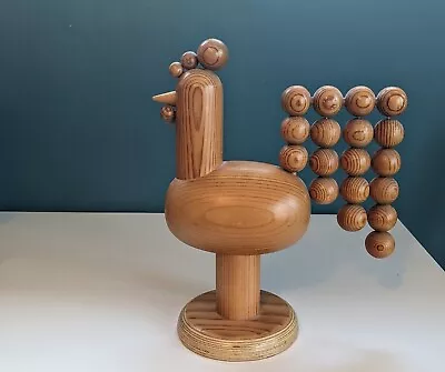 Vintage Aarikka Finland Scandinavian Wooden Rooster Kinetic Sculpture • $200