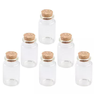 6 Mini Glass Bottles With Cork Stoppers For DIY Crafts And Favors-RP • £15.25