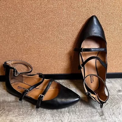 Mossimo Pointed Toe Triple Buckle Strappy Flats In Black Size 7.5 • $15