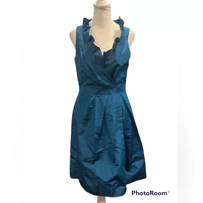 J. Crew Silk Taffeta Sleeveless Blakely Dress- Teal Blue- Size 2 • $24