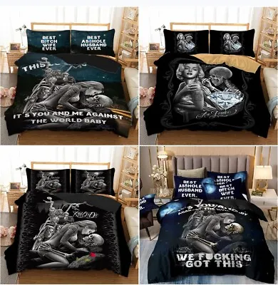 £20.99 • Buy 3D Gothic Skull Duvet Quilt Cover Bedding Set Single Double King Pillow Case UK