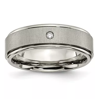 Titanium .05 Carat Diamond Round Edge 7mm Wedding Band Ring • $162