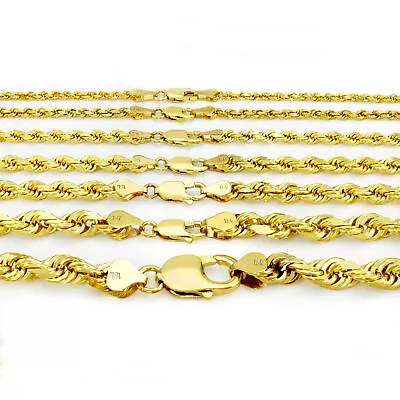 18k Yellow Gold Diamond Cut Rope Chain 2mm-5mm Italian Pendant Necklace 16 - 28  • $353.99