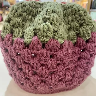 Hand Crocheted Tea Cozy To Fit Size 4/6 Cup Size Tea Pot Olive & Burgundy Colour • $19