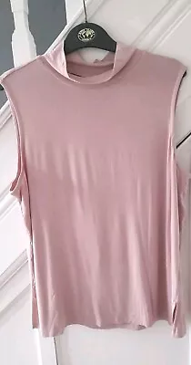 Marla Wynne Sleeveless Tshirt Top Roll Neck Size L  Pink  • $4.93