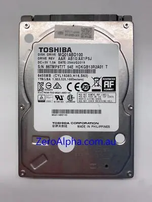MQ01ABD100 Toshiba Donor Hard Drive AX1P5J 29AUG2016 • $249