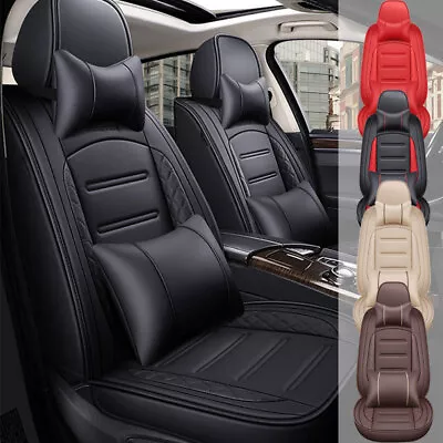 Luxury Leather Front &Rear Car Seat Covers 5-Seats Cushion Full Set Universal • $74