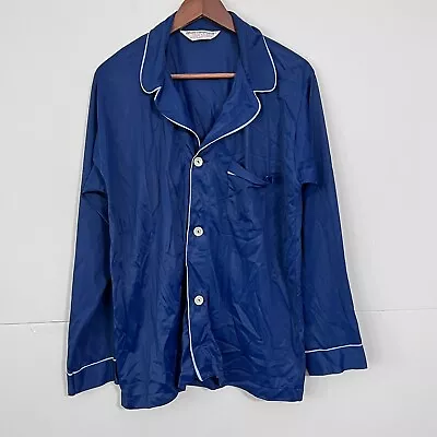 Vintage 70S Munsingwear Tricolon Mens Sleepwear Shirt Size M Blue Nylon Satin • $29.88