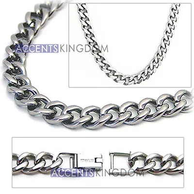 Accents Kingdom 5.5mm Titanium Men's Curb Link Necklace Chain • $93.49