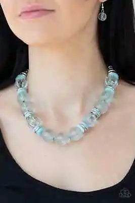 $5 • Buy Bubbly Beauty - Glassy Blue Beads - Paparazzi Necklace