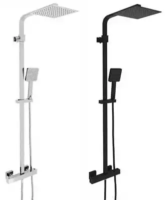 £59.50 • Buy Bathroom Thermostatic Exposed Shower Mixer Twin Head Large Square Bar Set Chrome