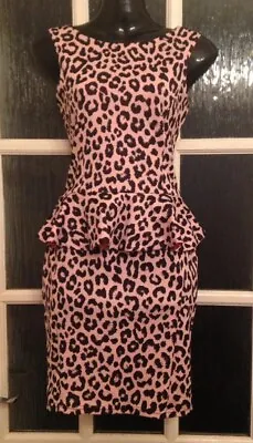 Leopard Print Jane  Norman  Flattering Body Con Dress Size 6 VGC • £10.99