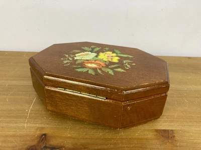 £14.99 • Buy Vintage 1960s Mele Wooden Musical Jewellery Box, Floral, Lacquer Wood, Mid Centu