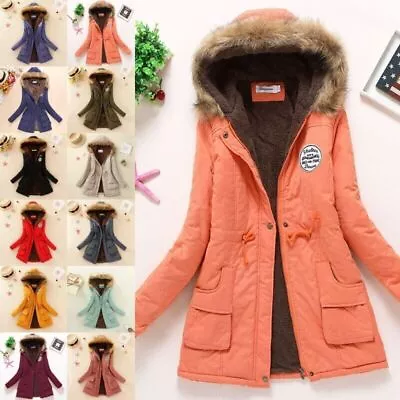 £20.99 • Buy Womens Warm Long Coat Fur Fleece Hooded Jacket Zip Up Winter Parka Coats Outwear