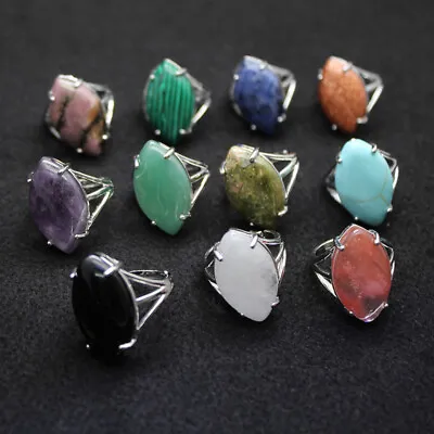 Crystal Quartz Stone Chakra Finger Ring Open Adjustable Healing Reiki Gift 1PC • $2.59