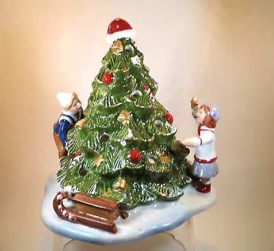 Villeroy & Boch Christmas Tree With Children Candle Holder Porcelain 7  Tall EUC • $94.51