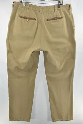 Orvis Canvas Field Hiking Suede Trim Pants Chinos Mens Size 38 Tan Meas. 38x33 • $20.51