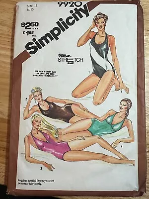 Vintage 9920 Simplicity Pattern 1981 Swimsuit Uncut Miss Size 12 • $9.99