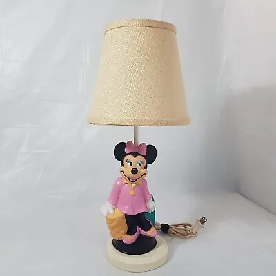 Vintage Disney Minnie Mouse Pink Bow Traveling Suitcase Plastic Table Lamp • $49.95