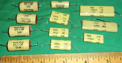 (11) Small Yellow WESTERN ELECTRIC Capacitors 575C 575B 535DJ 542D (1970s) • $44.99