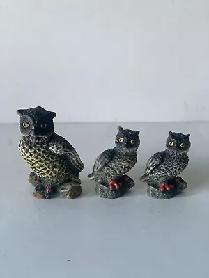 Vintage Lot Of 3 Miniature Ceramic Owl Family Figurines • $1.99